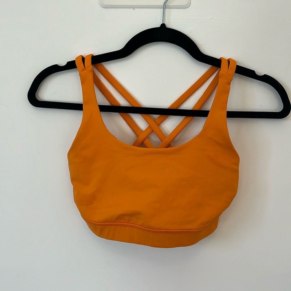 Lululemon orange sports bra sz 4. Energy longline bra